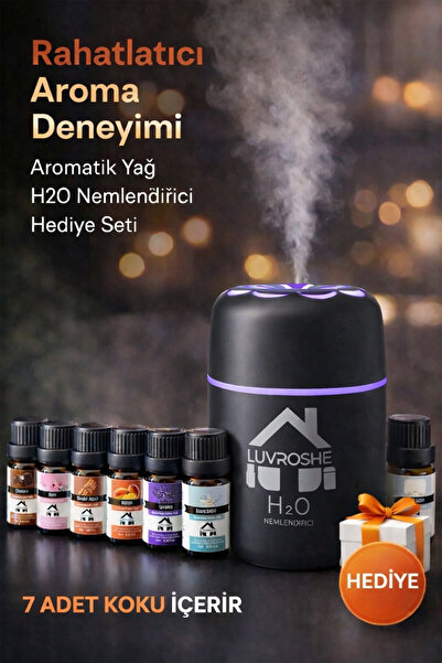 luvroshe 250ml Type-C Girişli Cihaz +7 koku hediyeli Hava Nemlendirici Cihaz ...