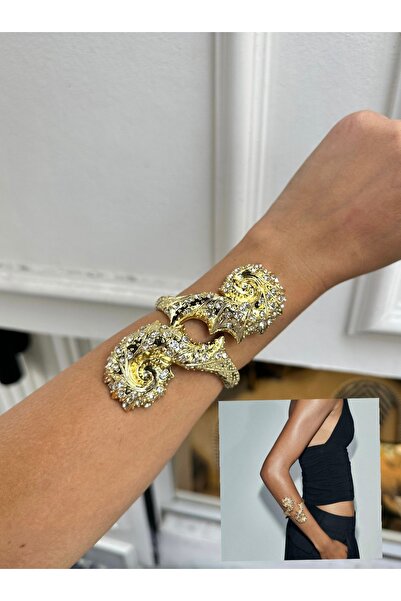 Charmist Çelik Üzeri Altın Kaplama Basic Kalın Kelepçe Bileklik