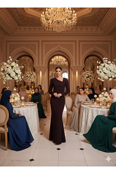 Thara Elegant burgundy evening dress