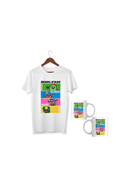 ALPŞAN TİCARET Σετ Brawl Stars με 3 λευκά μπλουζάκια - Κούπα παζλ για παιδιά ...