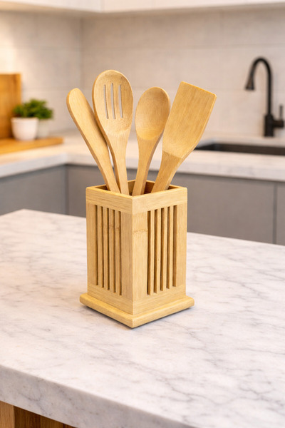 YzHome Tezgah Masa Üstü Bambu Kaşıklık Organizer Çok Amaçlı Düzenleyici Kaşık...