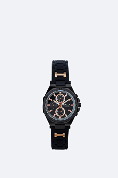Avva Erkek Siyah Hediye Kutulu Silikon Kordonlu Kol Saati B009028