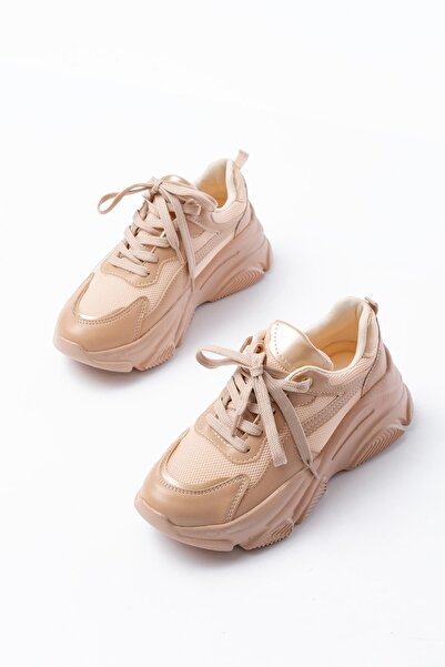 Dark Shoes Premium Γυναικεία Αθλητικά Παπούτσια Snekaer Μπεζ