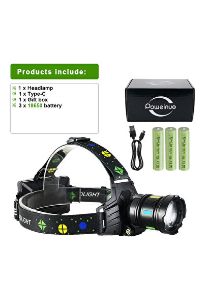 Choice مصباح أمامي C-18650-box بقوة 4000000 لومن، أقوى مصباح أمامي بضوء دافئ ...