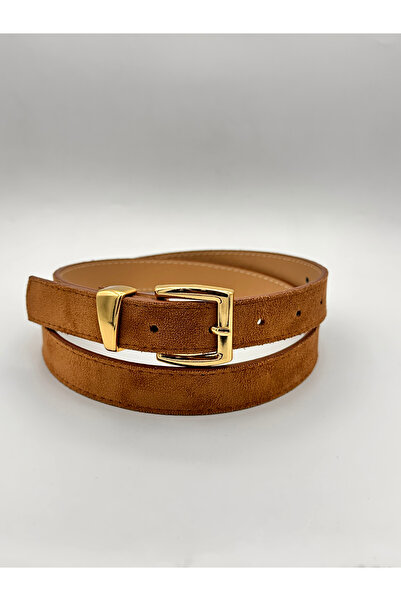 NOİR LUXE Gold Buckle Suede Belt Women's Belt Trouser Belt Dress Belt Waist Belt
