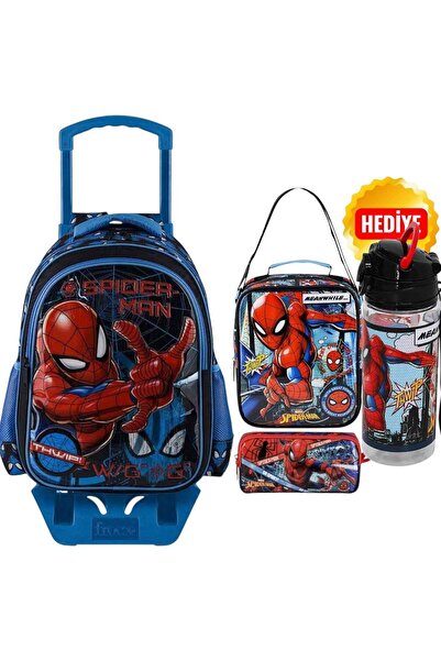 Marvel Örümcek Adam Çekçekli Okul Çantası , Beslenme Çantası , Kalem Çantası
