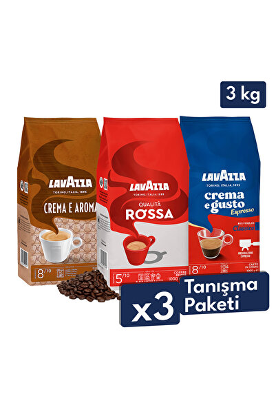 LavAzza Crema E Aroma 1kg + Qualita Rossa 1kg + Crema E Gusto 1kg 3'lü Çekird...
