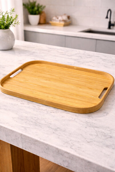 YzHome صينية تقديم مستطيلة من الخيزران متوسطة الحجم مقاس 40*28 سم