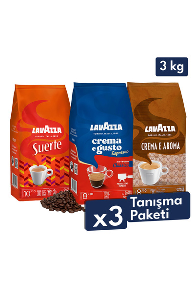 LavAzza Crema e Gusto Classico + Suerte + Crema E Aramo Çekirdek Kahve (1000g...