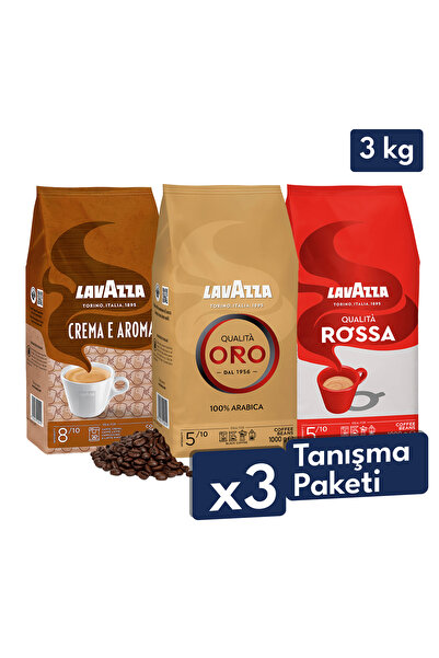 LavAzza Qualita Oro 1kg + Qualita Rossa 1kg + Crema E Aroma 1kg 3'lü Çekirdek...