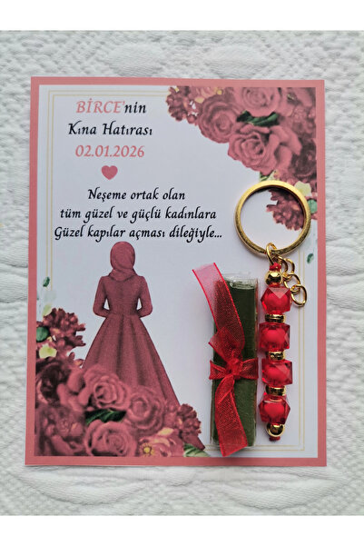 İ&DBABY 72 Adet Kişiye Özel Tesettürlü Model Kına Hatırası Hediyelik Kırmızı ...