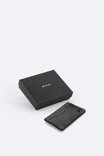 Avva Erkek Siyah %100 Deri Hediye Kutulu Kartlık B009551