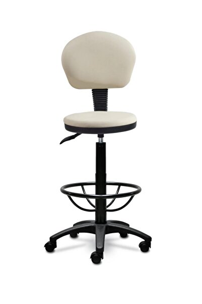 ofiscombin Ofis Büro Döner Tekerlekli Amortisörlü Arkalıklı Sırtlı Yüksek Bar Taburesi