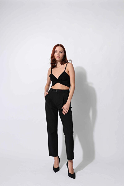 Reyon Pens Detaylı Pantolon Siyah