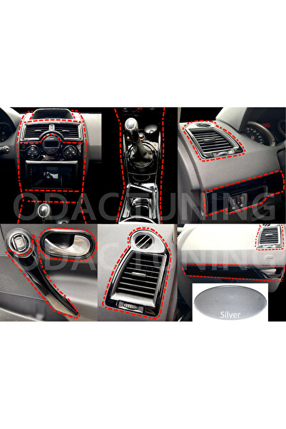 ODAC TUNING Renault Megane 2 Torpido Kaplama Konsol Kaplama Trim Kaplama Maun Kaplama (Gümüş Gri) MEGA SET