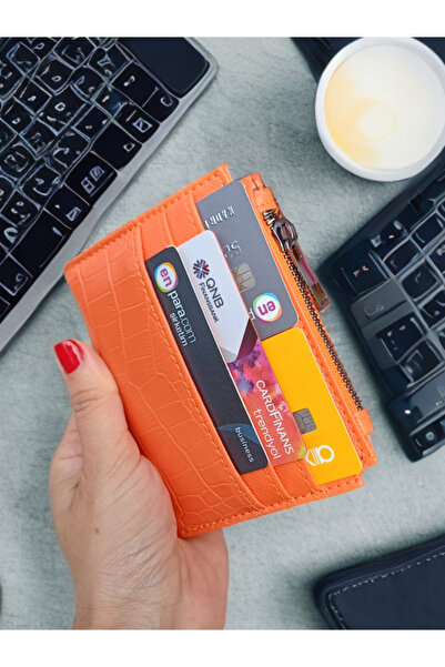 KY Orange Wallet - with Card Holder and Small Zipper
