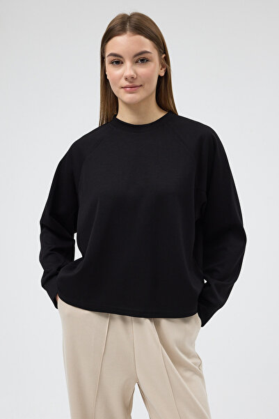 Rays Negru supradimensionat guler rotund Hanorac pentru femei 8251A