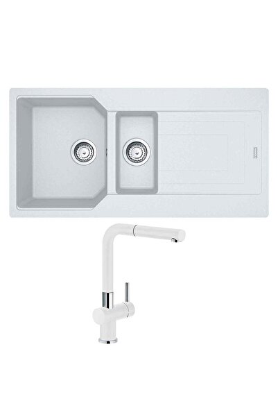 Franke Urban UBG 651-100 Granit Bianco Evye, Active Plus Doccia Bianco Armatür