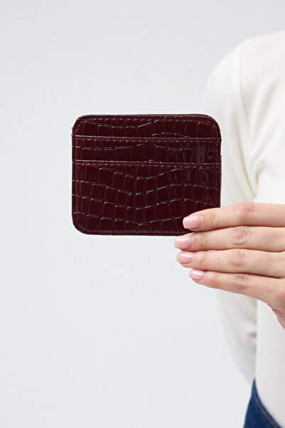 Rays Bordo Desenli Deri Görünümlü Kartlık Cüzdan TCR-028