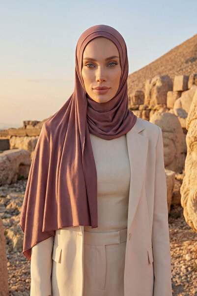 Aisha's Design Pratik Penye Şal,PS-16,Gül Kurusu