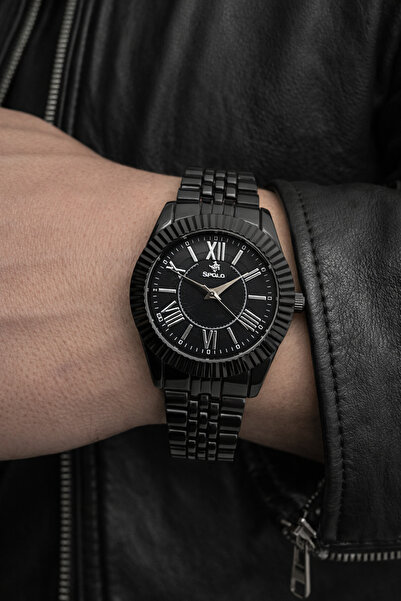 S.POLO موسم جديد أسود اللون حزام معدني للرجال ساعة اليد سوار هدية عيد الأب