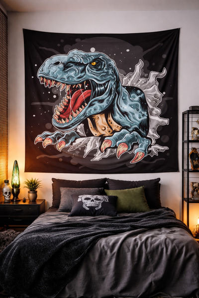 ALAMODECOR Tapet cu model de dinozaur (100X100, 140X140) / Covor de perete
