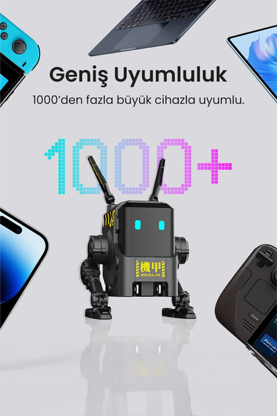 Gravastar Alpha65 Gri Robot Figürlü 65W Hızlı Şarj Adaptörü
