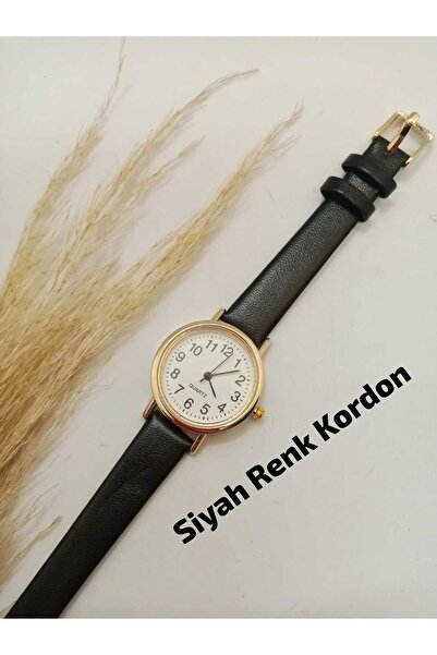 Brality Retro Vintage Style Black Color Cord Women's Wristwatch Gold Case Rou...