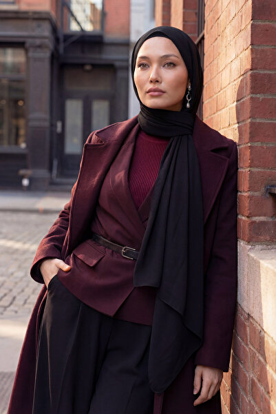 Aisha's Design Set dublu șal crepon și bonete din bumbac pieptănat, PS-50, negru