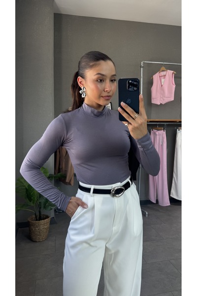 YOUR NAME Half Turtleneck Long Sleeve Long Blouse