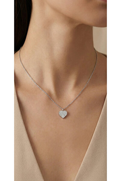Roe takı aksesuar Çelik Gümüş Renk Kalp Kolye