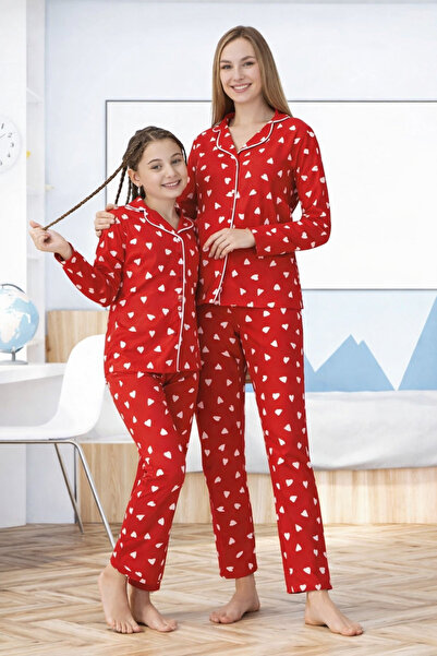 zahider Set de pijamale din bumbac din piele intoarsa pentru mama fiica cu mo...