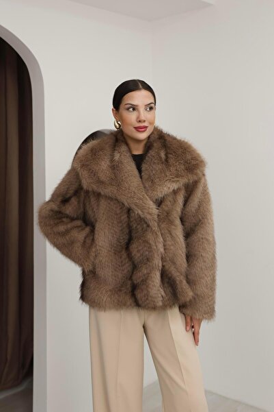 İgnites فرو فاخر مبطن بياقة بنية - IGNİTES-00001