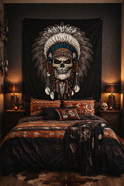 ALAMODECOR Kızıldereli Kurukafa Model Duvar Örtüsü (100X100, 140X140) / Duvar...