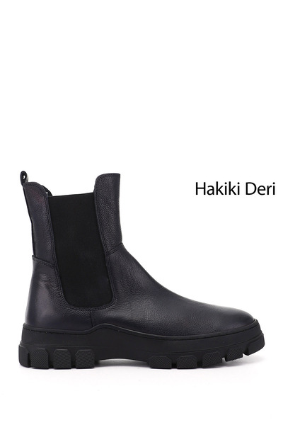 GÖNDERİ(R) Kadın Lacivert Floter Kauçuk Taban Hakiki Deri Chelsea Bot