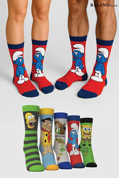 belyy 5'Li Paket Çizgifilm Karakter Desenli Unisex Çorap