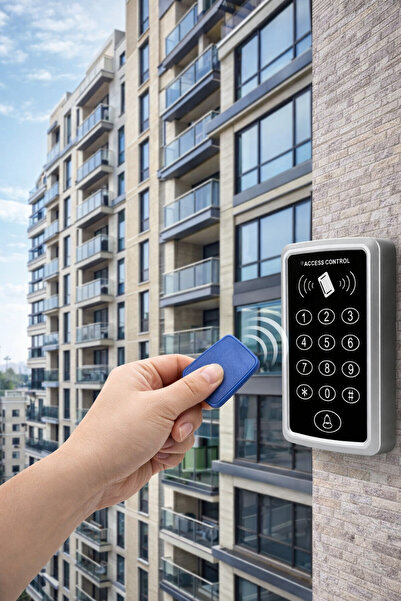 WOZLO Rfıd Şifreli Kapı Kilidi Kartlı Geçiş Kontrol Göstergeç Sistemi 20 Adet Manyetik Anahtarlık Hediye