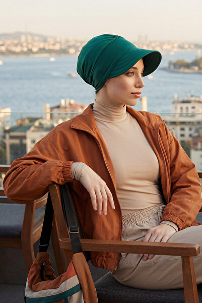 Aisha's Design Șapcă din bumbac pieptănat cu vizor, B-73, verde închis