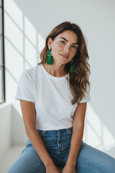 Alyas Aksesuar أقراط متدلية بتصميم شرابة حجرية لامعة