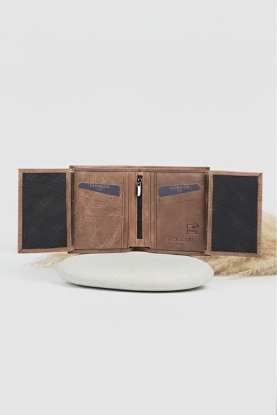 La La'Graccio Paris La'Graccio Paris Genuine Leather Men's Wallet Crazy Brown