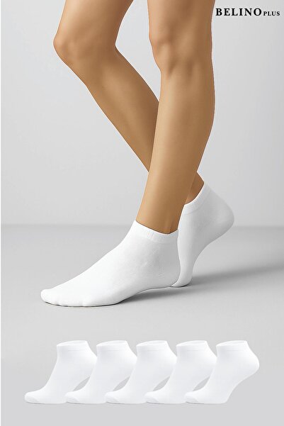 BELİNOPLUS Pachet de 5 șosete pentru femei Bamboo, respirabile, anti-transpirație, de culoare albă