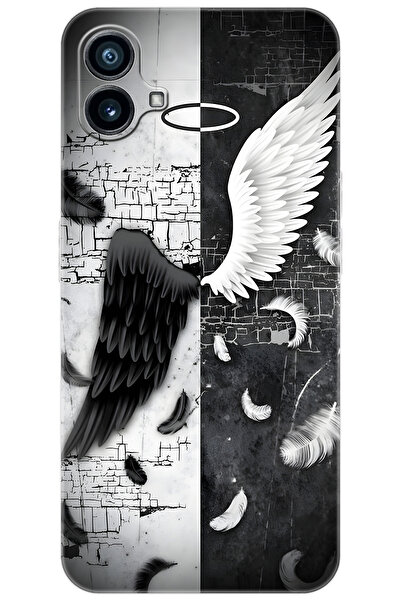 NOTHING Phone 1 (2023) Uyumlu Kılıf Desen Baskılı Silikon Melek ve Şeytan STK...