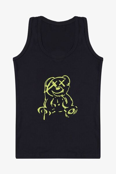 koza iç giyim Boy's Black Teddy Bear Patterned Athlete Boxer Set