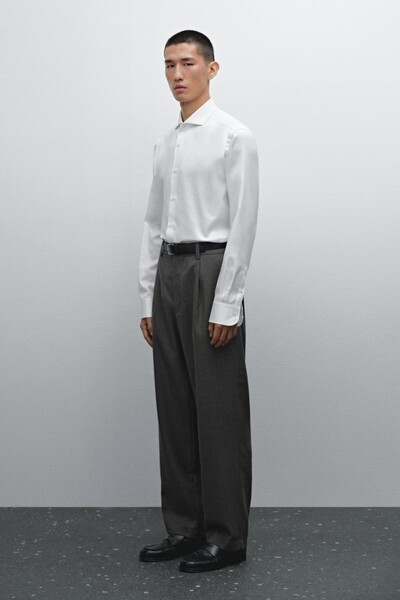 Massimo Dutti Slim fit %100 pamuklu fitilli kumaş gömlek