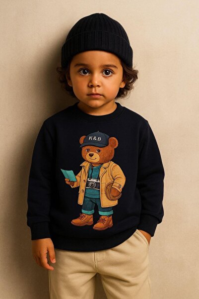 Katia&Bony طقم بدلة رياضية للأطفال بنقشة دب تيدي مع قبعة
