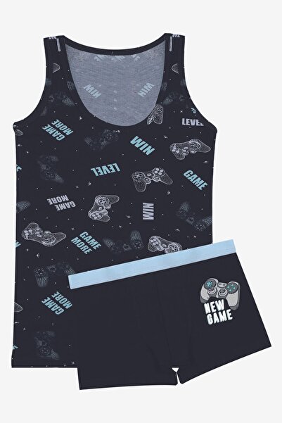 koza iç giyim Boy's Joystick Patterned Athlete Boxer Suit