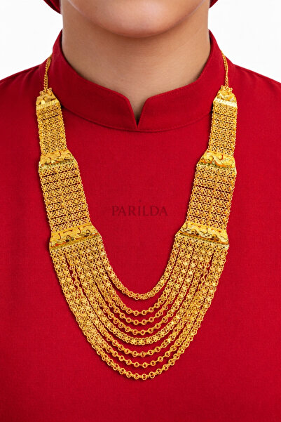 Parılda Accessories Premium Altın Kaplama 8 Sıra Akıtma Madonna Kolye