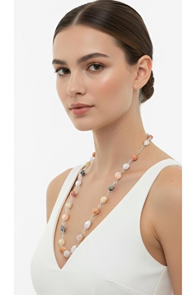 Gönülden Tasarım Renkli Doğal Taşlı Kadın Kolye