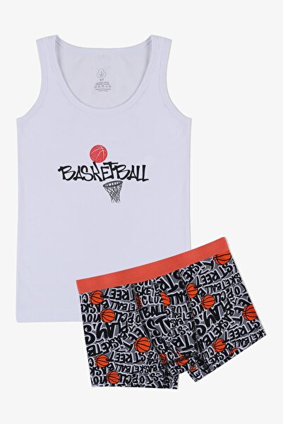 koza iç giyim Boy's Basketball Patterned Athlete Boxer Suit