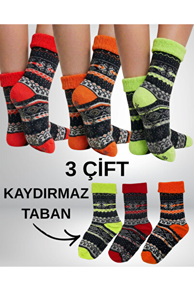 FENRA STUDIO جوارب نسائية شتوية مبطنة بالكامل بنعل مانع للانزلاق بنمط السجاد ...